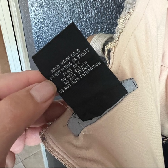 B Smart Prom Dress Size 1/2 Hi Low Sheer Gold Rhinestone Beaded Hoco Evening Y2K - Picture 9 of 9